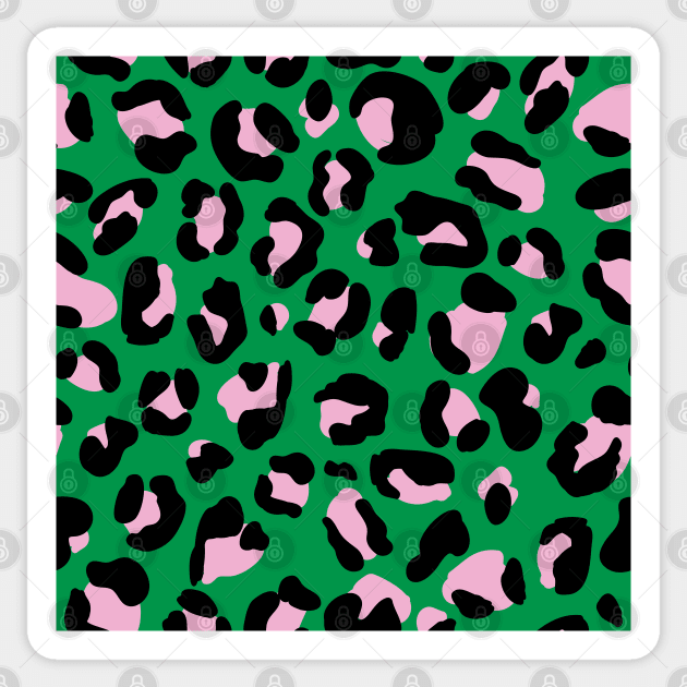 Pink and Kelly Green Leopard Print Leopard Print Sticker TeePublic